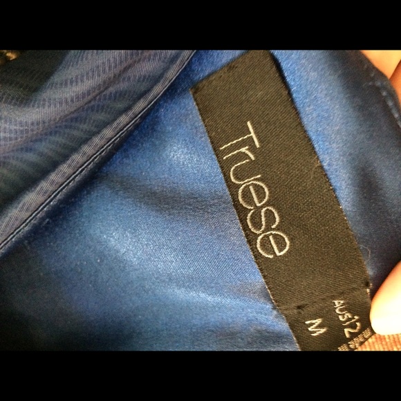 Truest Blue Woodgrain Cocktail Dress M - Picture 8 of 8